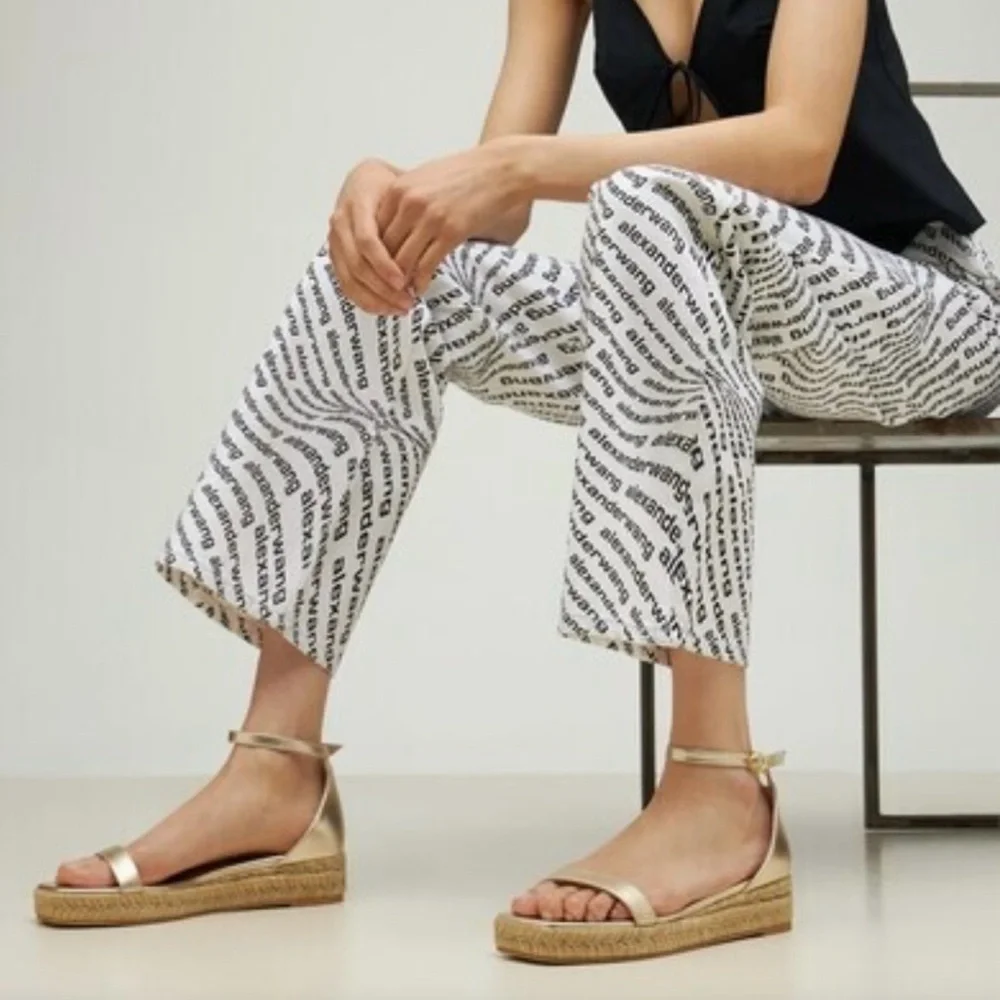 NWT Stuart Weitzman Nudistcurve Espadrille Flat Sandal in Platino, 36EU